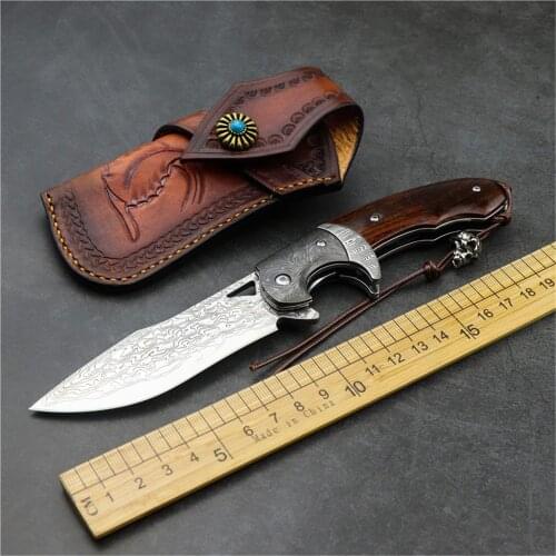 VG 10 Damascus steel folding knife outdoor camping hunting high hardness sharp EDC tactical self-defense folding knife