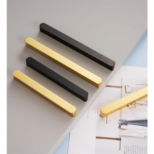 Modern Simple Nordic Cabinet Wardrobe Golden Copper Brushed Handle Luxury Drawer Arc Black Extension Handle Furniture Decoration