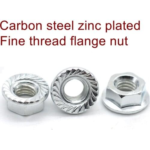 Fine thread Hex Flange nut M8*1.0 M10*1.0 M10*1.25 M12*1.25 M12*1.5 Carbon steel zinc plated Lock nut DIN6923
