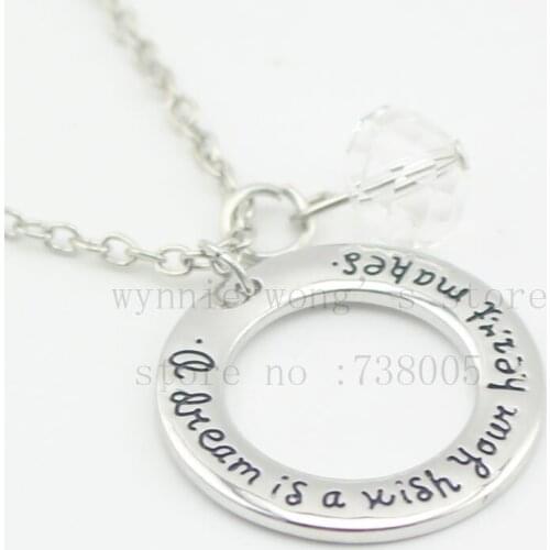 Cinderella Graduation Quote Necklace "A Dream Is a Wish Your Heart Makes "Gift From Teachers Cinderella Dream Wish Princess