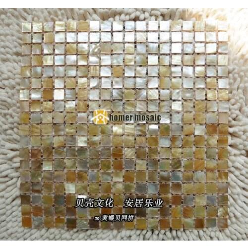 Golden shell mosaic tiles yellow MOP golden mother of pearl wall kitchen backsplash background wall mosaic tiles fashion