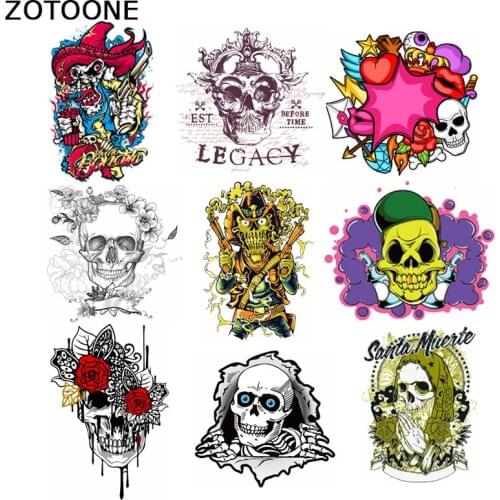ZOTOONE Stripes for Clothes Diy Patch Flowers Punk Skull Iron on Transfers for Clothing Applique Clothes Application Stickers E