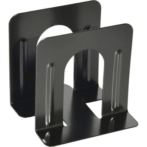 1 Pair Bookends, Heavy Duty Metal Bookend Support for Shelves Offices, Book Divider Decorative Holder, 12x12cm, Black, Blue