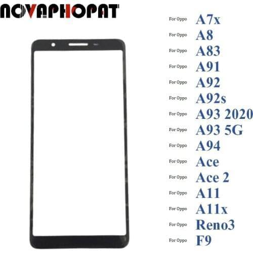 Black Digitizer LCD Sensor Glass Panel For Oppo A7x F9 A8 A11 A11X A83 A91 Reno 3 Ace 2 Touch Screen Glass lens 10pcs/lot