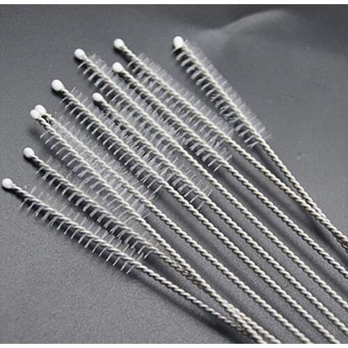 10Pcs Stainless Steel Nylon Cleaning Brush Tool for Baby Feeding Bottle Pipe