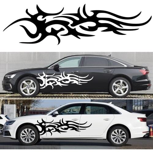 2PCS Fashion fire element stripe totem car stickers to decorate the side door line interesting vinyl decals car accessories