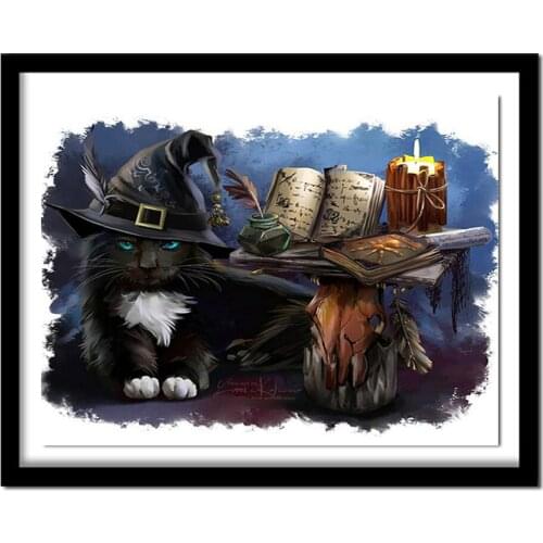 Diamond Painting Magic Cat DIY 5D Crystal Rhinestone Cartoon Cross Stitch Diamond Embroidery Kits Needlework
