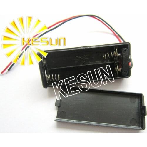FREE SHIPPING 10PCS x 2x AAA With Cover 3V Plastic Black Battery Storage Case Box Holder Socket With150mm Wire Leads