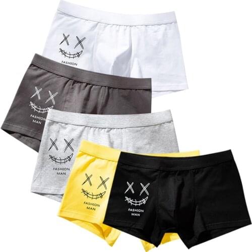 Boxer Man Cotton Underwear Men Underpants Smiley Mens Boxers Cheap Mens Underware Fashion Boy Panties Shorts Male Clothes