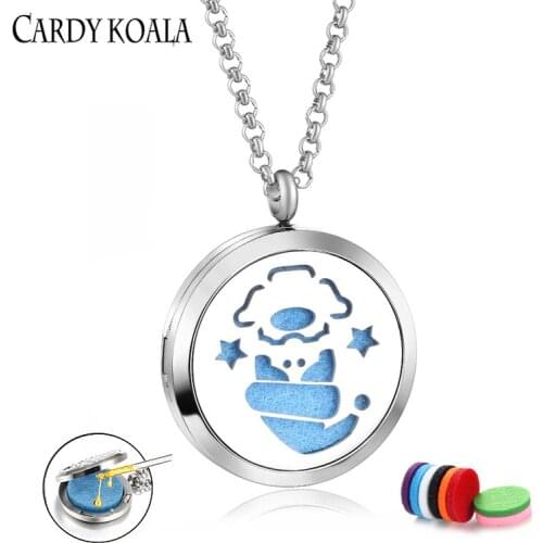 Cardy Koala 316L Stainless Steel Magnetic Aromatherapy Diffuser Necklace Oil Locket Pendant 30mm
