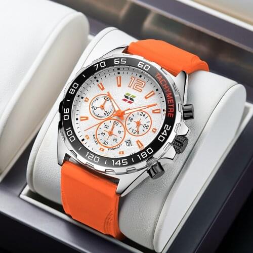 Fashion Chronograph Men Watches Top Brand Luxury Silicone Band Sport Wristwatch Business Quartz Clock Waterproof Montre Homme
