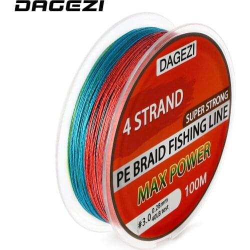 DAGEZI With Gift 4 strand 100m 10-80LB mix color fishing lines Super Strong Japanese Multifilament 100% PE Braided Fishing Line