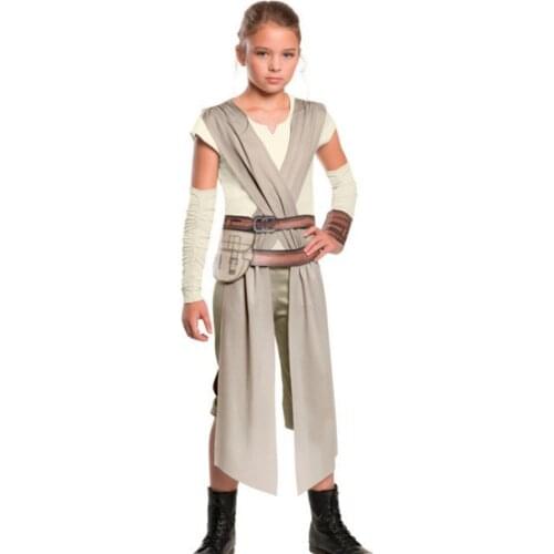 Child Classic Jedi Warrior The Force Awakens Rey Fancy Dress Girls Movie Charater Carnival Cosplay Halloween Costume