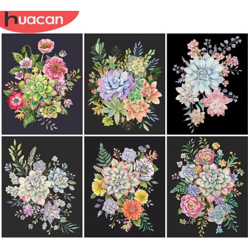 HUACAN 5D DIY Picture By Numbers Flower Scenery Unique Gift Acrylic Oil Painting By Numbers Plant Childrens Room Decor