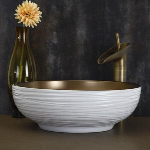 China Artistic Handmade Art wash basin Ceramic Counter Top Wash Basin Bathroom Sinks sanitary wash basin