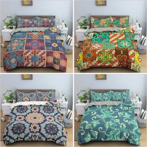 Colorful Mandala Bedding Set Soft Duvet Cover Bedclothes with Pillowvase Queen/King Size Quilt Cover for Kids Home
