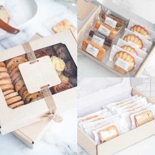 Kraft Paper Candy Box Favor Gift Box PVC Clear Window Cookies Treats Boxes Christmas New Year Wedding Party Decoration