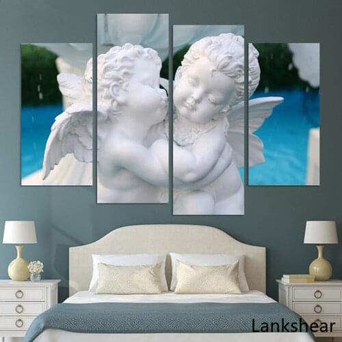 Beautiful Hugging White Angel Modern Canvas Painting Decorate Lover Wedding Decor Room Wall Pictures Unique Gift Home Decor