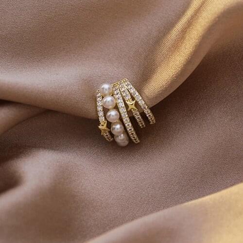 Circle Pearl Ear Bone Clip Fake Piercing Zircon Star Ear Clips On Earrings for Women Jewelry Statement Earring Accessories