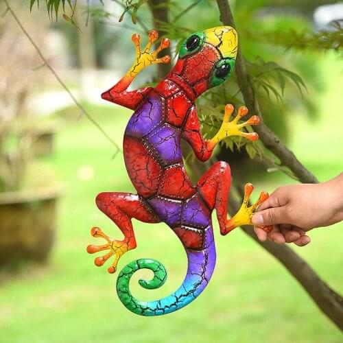 Metal Gecko Yard Garden Decoration indoor & Outdoor Statues Wall Decor Miniature Sculpture Lizard Ornaments Farmhouse Decor 43cm