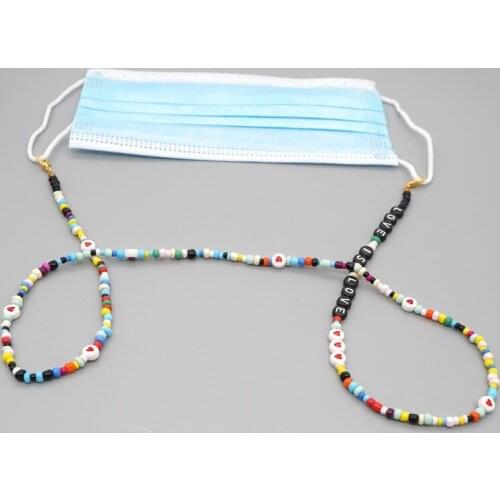 Retro Fashion Necklaces Multi-Color Beaded Mask Chain Glasses Chain Letter Necklace collares para mujer fashion jewelry