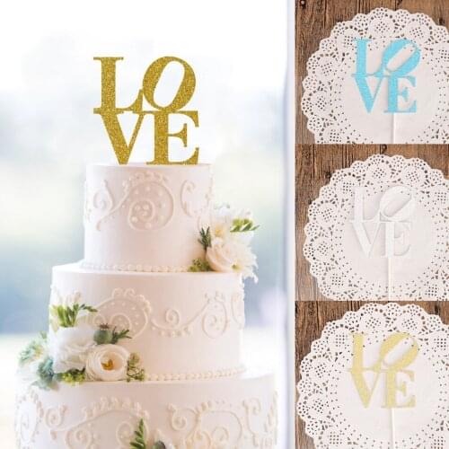 New LOVE Cake Toppers Personalized Wedding Cake Topper, Engagement Cake Decoration cupcake stand glitter
