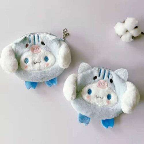 Wallets New Girl Heart Cute Big Ear Small White Dog Wear Simple Pudding Ins Wallets Plush Zero Wallet Plush Small Purse Wallets