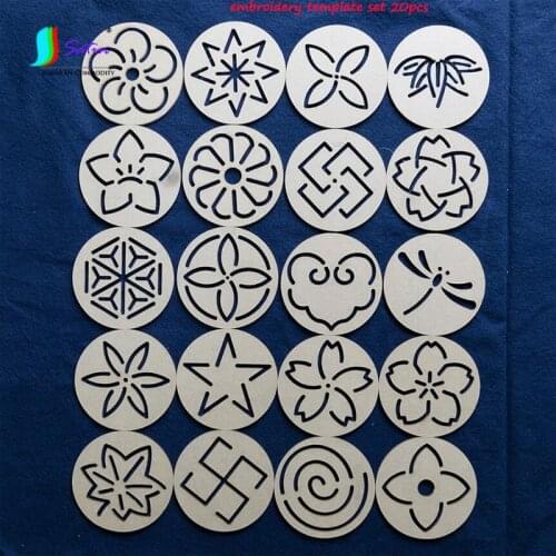 Wholesale Cheap 20pcs Home Diy Embroidery Sashiko Accessory Tool Round 6cm Japan Style Flower Acrylic Sashiko Template Set