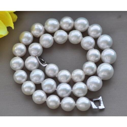 Z11075 17" 14mm White Round Edison Keshi Pearl Choker Necklace