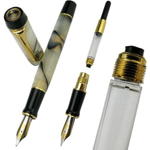 Kaigelu 316 Creative Marble Celluloid Fountain Pen, 22KGP Medium Nib Beautiful Phantom White Pattern Gift Pen Best Stationery
