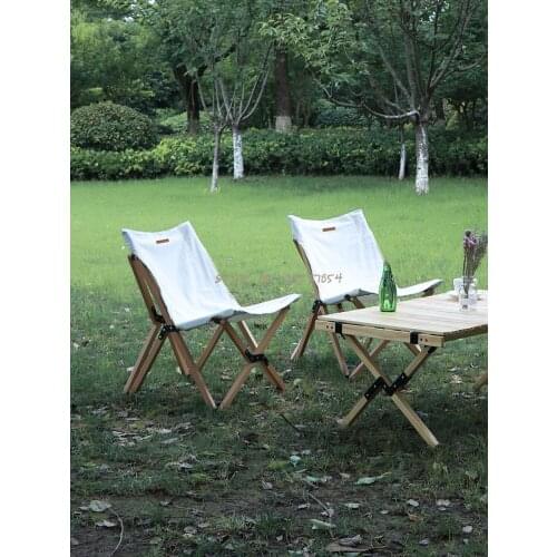 Solid wood canvas folding chair portable outdoor camping sketching leisure chair self-driving camping retro light stool