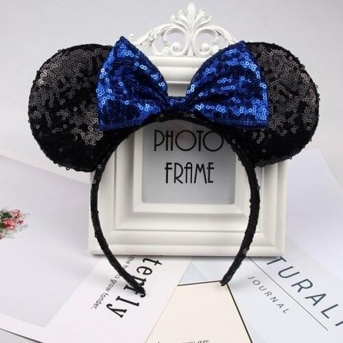Disney Minnie Hair Accessories Headband High Quality Sequins Bow Headband Mickey Ear Headband Minnie Hairpin