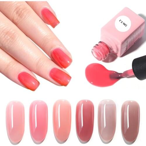 Translucent Gel Nail Polish Natural Pink Nude Semi-Permanent Varnish Soak Off Enamel Nail Art Design Manicure Lacquer NTLT01-06