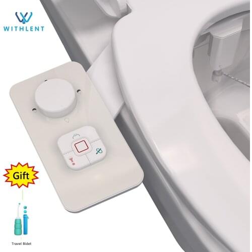 WITHLENT Bidet Attachment Ultra-Slim Toilet Seat Attachment Dual Nozzle Bidet Adjustable Water Pressure Non-Electric Ass Sprayer