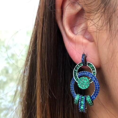 Gorgeous Luxury Brazilian Romantic Dangle Earrings For Women Wedding Engagement Party Trendy Cubic Zircon Dubai Bridal