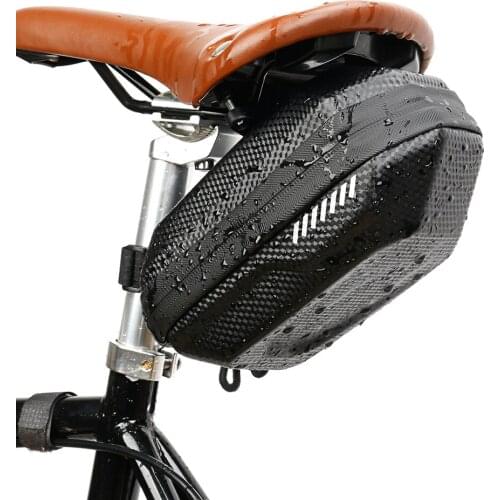 High-Capacity Bike Tail Pack EVA Hard Shell Saddle Bags Waterproof Carbon Pattern Mountain Bike Bag Riding Supplies