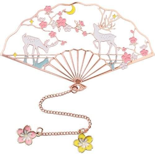 Bookmarks Marcapaginas High Grade Chinese Cute Deer Bookmarks Creative Brass Hollow Marque Page School Supplies Birthday Gifts