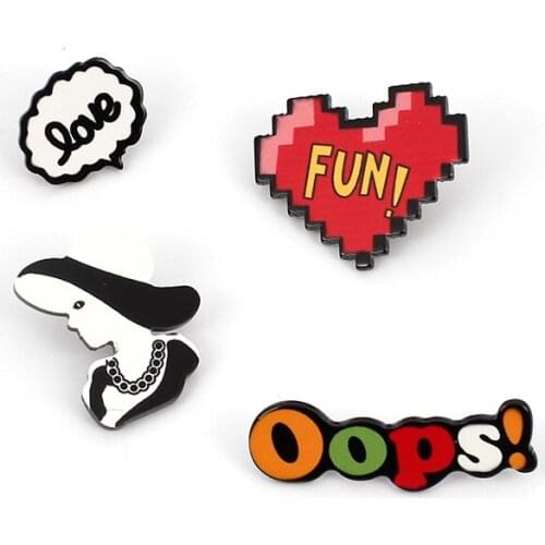 New Lapel Pin Fun Acrylic Brooch Pins Love Fun Letter Women Brooches Handmade Jewelry Shirt Bag Badge Gift for Children