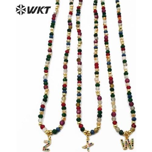 WT-MN959 Lady gorgeous 3mm faceted stone choker necklace colorful spring beads choker necklace as gift for friends