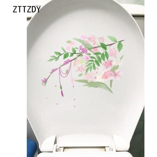 ZTTZDY 24.3*20.6CM Ancient Flowers Toilet Seat Decal Decor Home Room Wall Sticker T2-0187