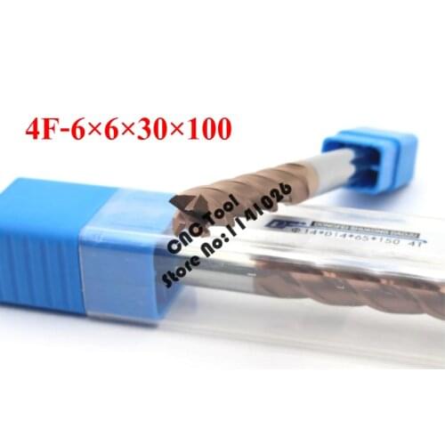 1PCS HRC60 Long Extend carbide alloy cutter 4F-6*6*30*100L,high quality tungsten steel milling cutter,CNC milling tools,machine