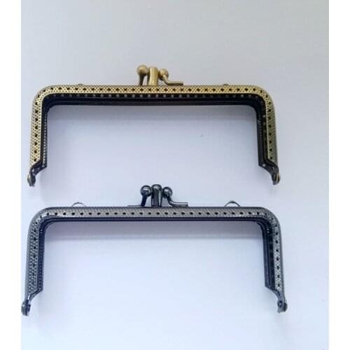 10PCS Square Metal Purse Frame Handle for Clutch Bag Handbag Accessories Making Kiss Clasp Lock Antique Bronze Bags Hardware