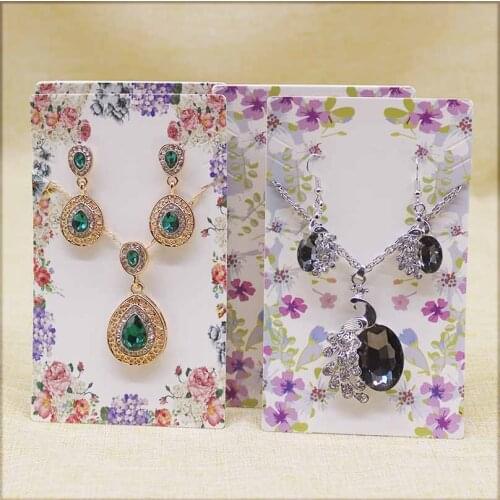 100pcs Print Paper Jewelry Display Packing Card Earring Necklace Set Cardboard Display Case Hang Tag Holder 12.7x7.6cm