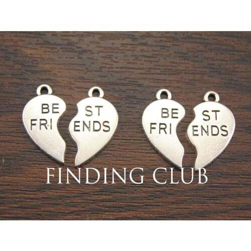 15 sets Silver Color Best Friends Jigsaw Puzzle Piece Charm DIY Metal Bracelet Necklace Jewelry Findings 23x24mm A152