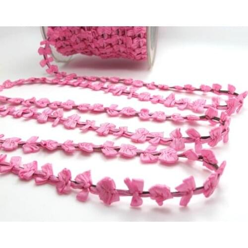 2 Yards Woven Rococo Ribbon Trim with Pink Rose Flower Buds|Decorative Floral Ribbon|Scrapbook Materials|Clothing|Decor