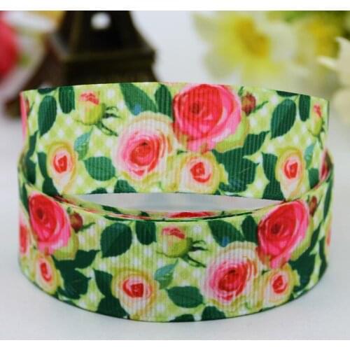 22mm 25mm 38mm 75mm Ruban satin Flowers Cartoon printed Grosgrain Ribbon Hair Accessories party decoration 10 Yards X-00286