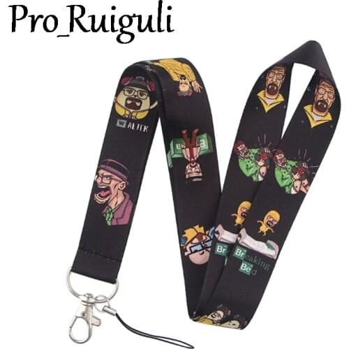 30pcs BreakingBad Neck Strap Lanyards ID badge card holder keychain Mobile Phone Strap Gift Ribbon webbing necklace