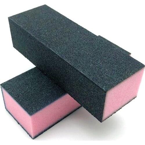 50pcs Three-sided 100/180 Grits Nail File Blocks Black Pink Sponge Nail Polish Sanding Buffer Strips Polishing Manicure Tools