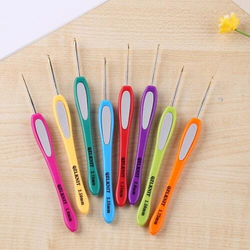 8 Pcs Crochet Hook Circular Knitting Needles Set Aluminum Home Art Craft Tool DIY Soft Plastic Handle Weaving Sewing Crafts Set
