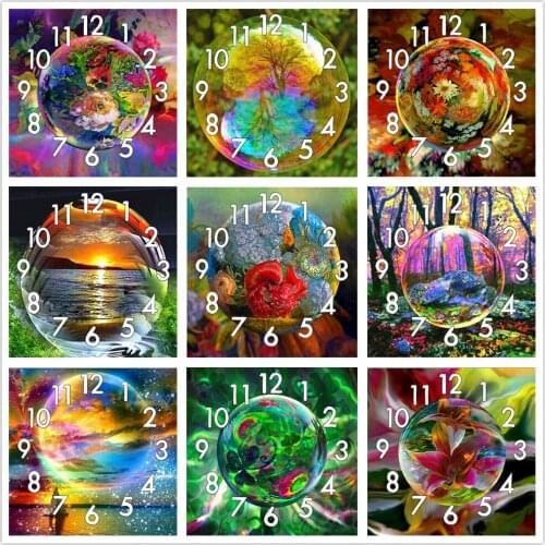 Dpsprue Full Diamond Painting Cross Stitch With Clock Mechanism Mosaic 5D Diy Square Round Flower Rose 3d Embroidery Gift HG128